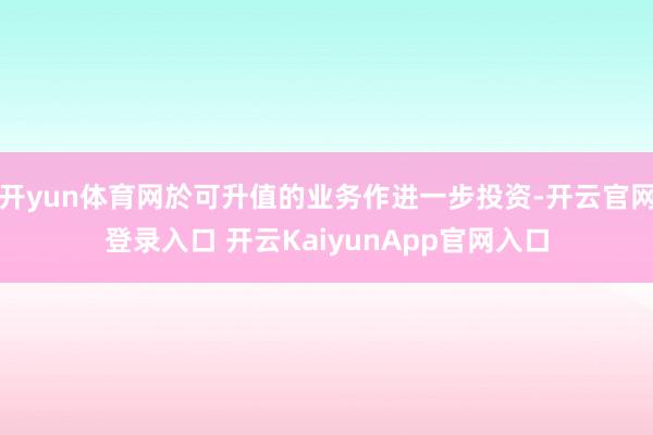 开yun体育网於可升值的业务作进一步投资-开云官网登录入口 开云KaiyunApp官网入口