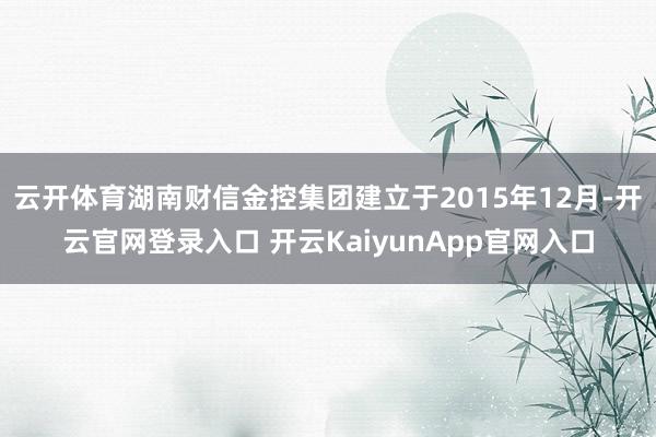 云开体育湖南财信金控集团建立于2015年12月-开云官网登录入口 开云KaiyunApp官网入口