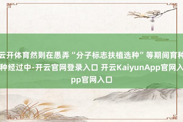 云开体育然则在愚弄“分子标志扶植选种”等期间育种制种经过中-开云官网登录入口 开云KaiyunApp官网入口