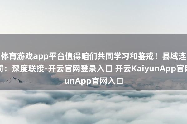 体育游戏app平台值得咱们共同学习和鉴戒！县域连锁处罚：深度联接-开云官网登录入口 开云KaiyunApp官网入口