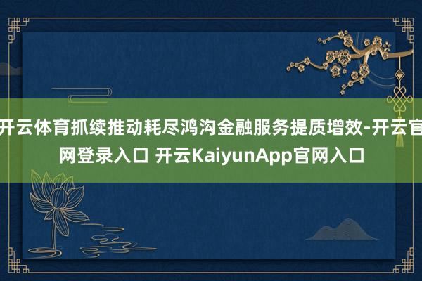 开云体育抓续推动耗尽鸿沟金融服务提质增效-开云官网登录入口 开云KaiyunApp官网入口